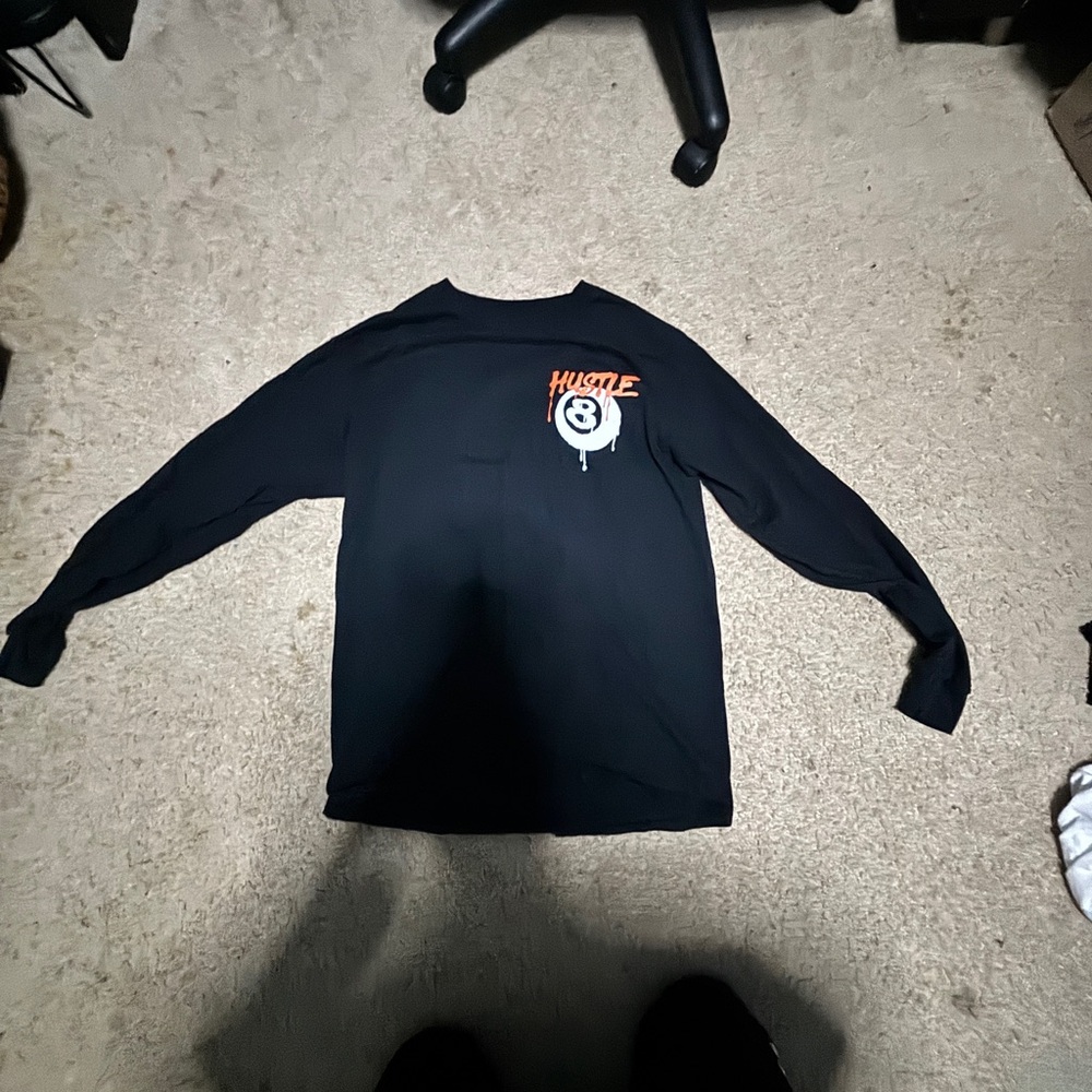 Kids Black Long Sleeve Shirt with Orange Graphic